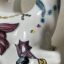 Hand made hand painted Ceramic Lion & Unicorn Bookends - Detail Unicorn Front leg Delft pottery in pink yellow blue green and back inspired by tattoo art